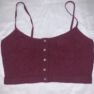 KENDALL&KYLIE BURGUNDY W FLOWERS EMBROIDERED TANK